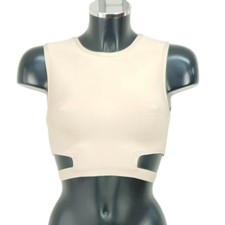 House of CB Bandage Crop Top Nude Cut Out geripptem Feinstrick Ärmellos Rücken Reißverschluss M