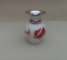Alte Porzellan Vase roter Drache M.F.G.handgemalt silberne Montur