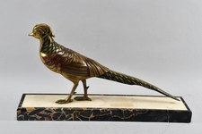 L50A15- Jean-Baptiste HUGUES (1849-1930) Bronze Figur, Fasan, Marmorsockel sign.