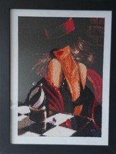 Frau mit Hut Diamant Bild mit Rahmen