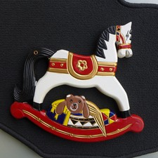 Weihnachtsdeko Schaukelpferd Santa Holz Winter Collage Weihnachten NEUwertig