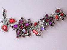 Monet signierte Vintage elegante lange Silber-Ton Floral Spray Statement Brosche