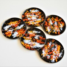 Untersetzer Kupfer emailliert Retro bunt 8 cm rund 5 Stück