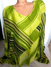 k80 ITALY Oversize SEIDE S M L IBIZA Hippie Grün Tunika Bluse Top Überwurf Kleid