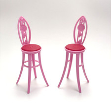 Mattel Barbie Möbel Zubehör 2 Bar Hocker Stühle Theke Stuhl Küche Pink