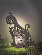  „Solar-Dekofigur "Katze"  LED-Lampe Katzen-Silhouette aus Metall LED