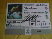 Ticket Abschiedsspiel Lothar Matthäus original signiert:Bayern München-DFB Elf
