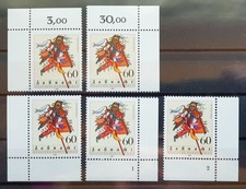 Bund 1983 ** 5x Mi 1167 Fastnacht Eckrand jede Ecke Formnummer 1+2 Fn1+2 (2199B)