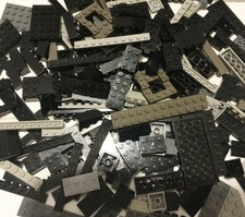 200 LEGO Steine Bausteine 2x2-2x6 Platte 2x2 - 4x4 Balken 1x2 -1x10 schwarz grau