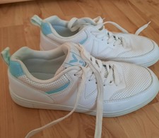 Turnschuhe Sneaker weiss türkis 38 Sportschuhe Hallenschuhe Damen Mädchen 
