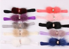 Pom Pom Fell Schleife Nieten Magnussen Baby Haar Zubehör Säugling schimmernde Stirnband