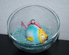 Dekoglas mit Fisch Maritime Dekoration Dekoset Glas mit Fisch und Dekosand blau
