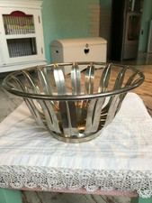 große silberne Obstschale Schale Blätter Blattform !!!