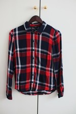 ONLY Damen Freizeit Hemd,groß kariert,blau,rot,weiß,blaue Spitze am Rücken