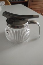 Honigspender Cromargan Glas mit feinen Linien Marke Tischfein 6,60cm hoch