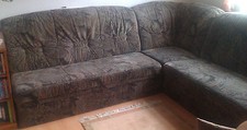 Couch XXL Wohnlandschaft Sofa Schlaffunktion Microfaser braun Gästebett TOP Zust
