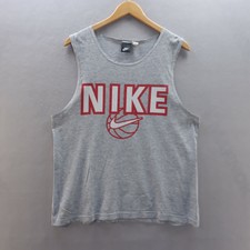 Nike T Shirt Large Grau Rot Big Logo darlegen Grafik Vintage 80s Black Tag *