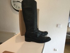Damenstiefel Echtleder schwarz im Krokostyl Gr. 38,5