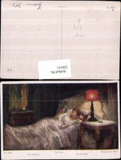 226111,Künstler AK Szerelmes level Von ihm Frau i. Bett Zettel Lampe