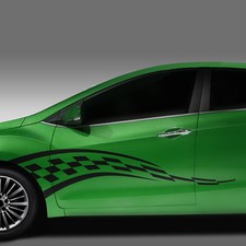 Rennflagge Karo Streifen Flagge Dekor Auto Aufkleber Autoaufkleber Sticker #1049