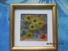 ZWEI Stück  schöne handgemalte Blumen Bilder motive ,mit Rahmen