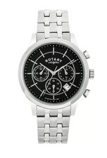 Rotary Herren gb03633/04 Schwarz Chronograph Armband Swiss Watch RRP £ 229