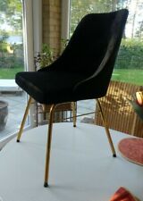 Baldwin Design Stuhl schwarz Velours gesteppt, Stahlrohr Goldverchromung,  