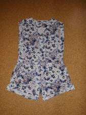 TCM Schlafoverall Jumpsuit Gr.40/42 weiß-blau-lila