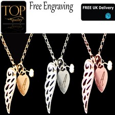 Personalisierte Herz Schutzengel Gravur Name Halskette vergoldet Gold Silber Rose