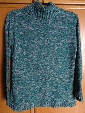 CECIL Rollkragenpullover Gr.42-44  L grün weiß blau meliert Grobstrick Unisex