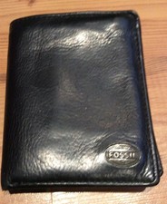 Fossil Echtleder Geldbörse Geldbeutel Portemonnaie  schwarz Leder 10x13cm