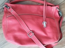 Designer Leder Shopper von abro, leuchtendes Orange-Lachs, 40 x 30 cm