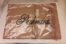 Pashmina Schal Tuch 70% Kaschmir, 30% Seide mit Fransen*Camel/Beige*Neu & OVP