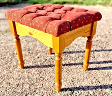 Retro Vintage Gepolsterte gedrechselt Kiefer Holz Klavier Hocker-Fußbank-AUFWERTUNGSTEILE