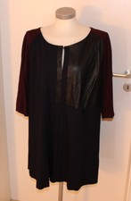 Tunika mit Kunstledereinsatz, dunkelblau, weinrot, schwarz  Sallie Sahne in 52