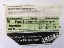 Eintrittskarte Ticket Abschiedsspiel Paul Breitner 1982/83  Bayern München