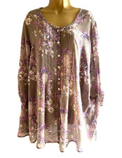 Union Blues wunderschönes durchsichtiges Chiffon Krepp Tunika Shirt Oberteil botanisch Boho UK 30