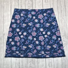 M&S Per Una Damenrock Taille 38 blau Blumenmuster gerade gehäkelt Stretch Schmetterling