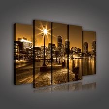 LEINWANDBILD BILD WANDBILD BILDER WANDBILDER STADT IN DER NACHT SEPIA 3FX1103S12