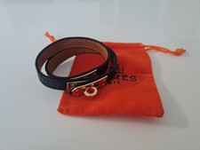 Neu Hermes Leder Armband Kelly Double Tour Noir schwarz Weihnachtsgeschenk