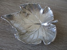 Dekoschale Blattform, Keramik, silber