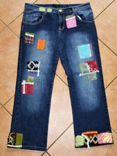 Jeans Jeanshose Bluejeans Hose Damenjeans von XFN 3/4 Länge Patchwork Hippie Goa