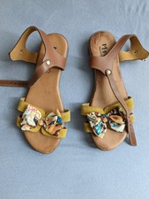 Wunderschöne Sandalen Leder Portugal Senf Schleife Riemen gr 37 Wie Neu