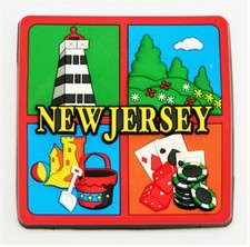 Kühlschrankmagnet Souvenir New Jersey USA Leuchtturm Strand Spielzeug Casino Spielzeug Gummi