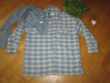 Only Vero Moda Shacket Hemd Jacke Mantel Hahnentritt blau beige Schal L 40 42 44