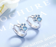 Pfote Ohrringe 925 Silber Ohrstecker Klapp Creolen Damen Geschenk Kinder Herz