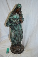 Jungfrau Maria mit Kind Bronze grün/braune Antikpatina schwarzer Marmorsockel 52
