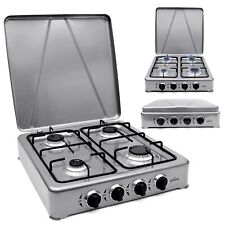 4 flammig Campingkocher Gaskocher mit Deckel für Gasflasche Kocher Herd Outdoor