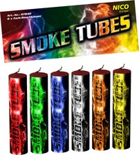 6 er Pack Smoke Tubes Rauchstäbe Rauchfackeln Mix od.Einzelfarben Nico ca.50 Sek