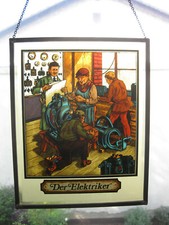Fensterbild Glasbild Handwerk Der Elektriker  Glas Bild Folie Metallrahmen Kette
